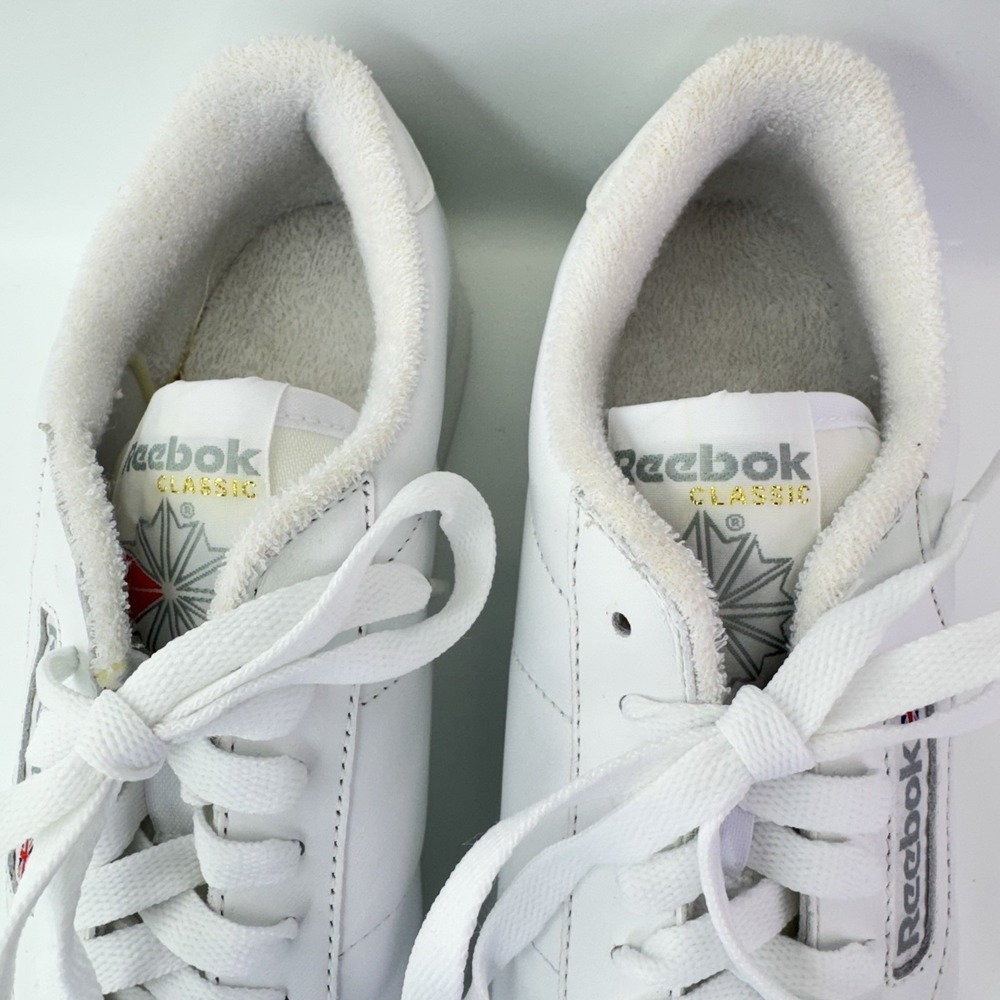 Reebok Princess White Leather Sneakers Womens 7.5 Classic Casual Shoes - Picture 6 of 12